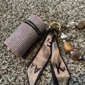 Elegant Brown Rhinestone Keychain Accessory